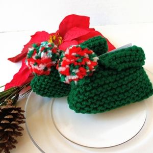 Baby Booties Hand Crafted Slippers Christmas Shoes Pompom Red White Green